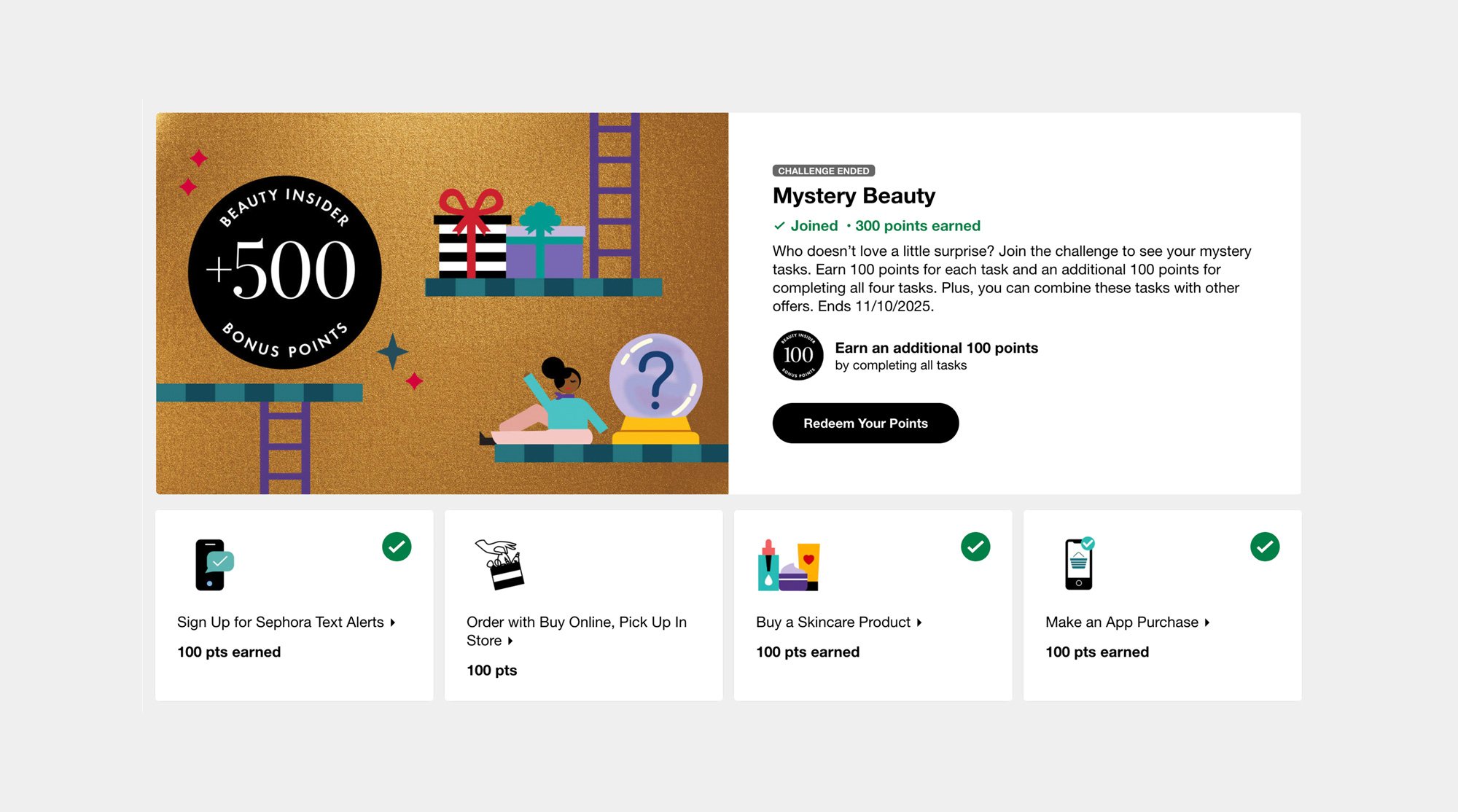 Dashboard of the Mystery Beauty Challenge for November 2025